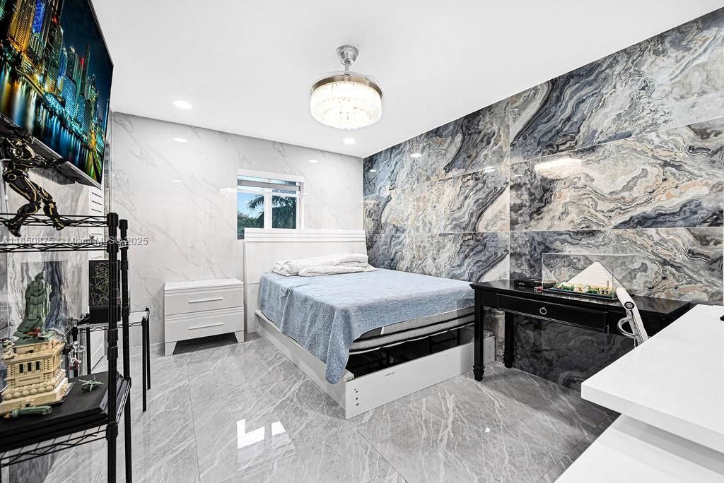 Bedroom, Chandelier, Interior, Marble, Marble Walls, Recessed Lighting