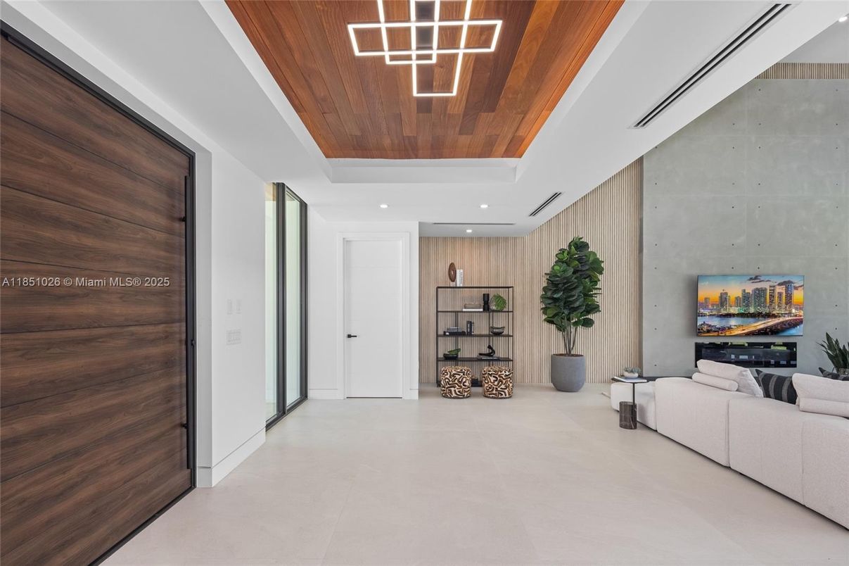 Interior, Living room, Recessed Lighting, Wooden Ceilings, Wooden Walls