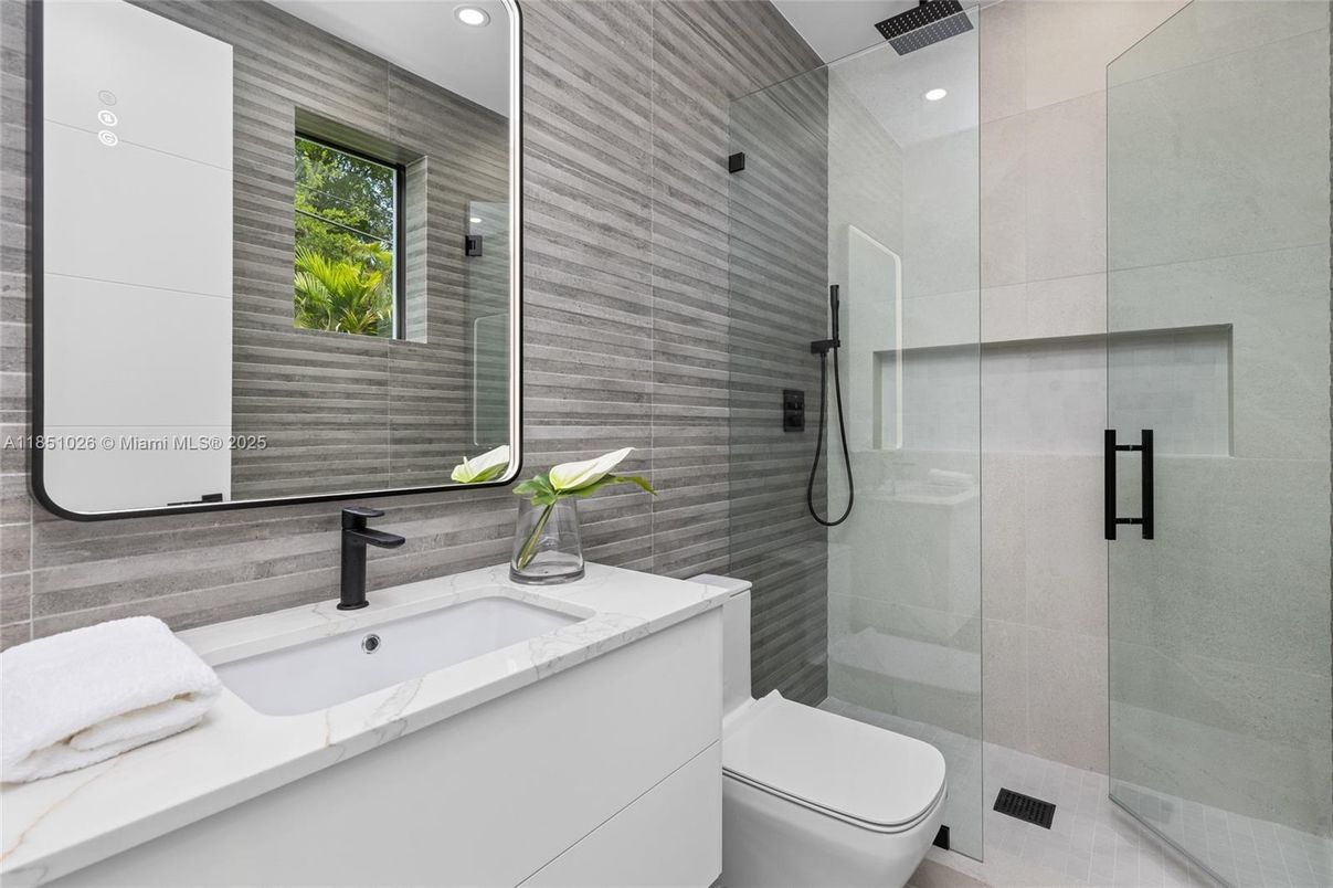 Bathroom, Glass Shower, Interior, Recessed Lighting