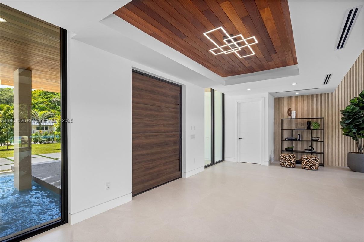 Empty room, Interior, Recessed Lighting, Wooden Ceilings, Wooden Walls