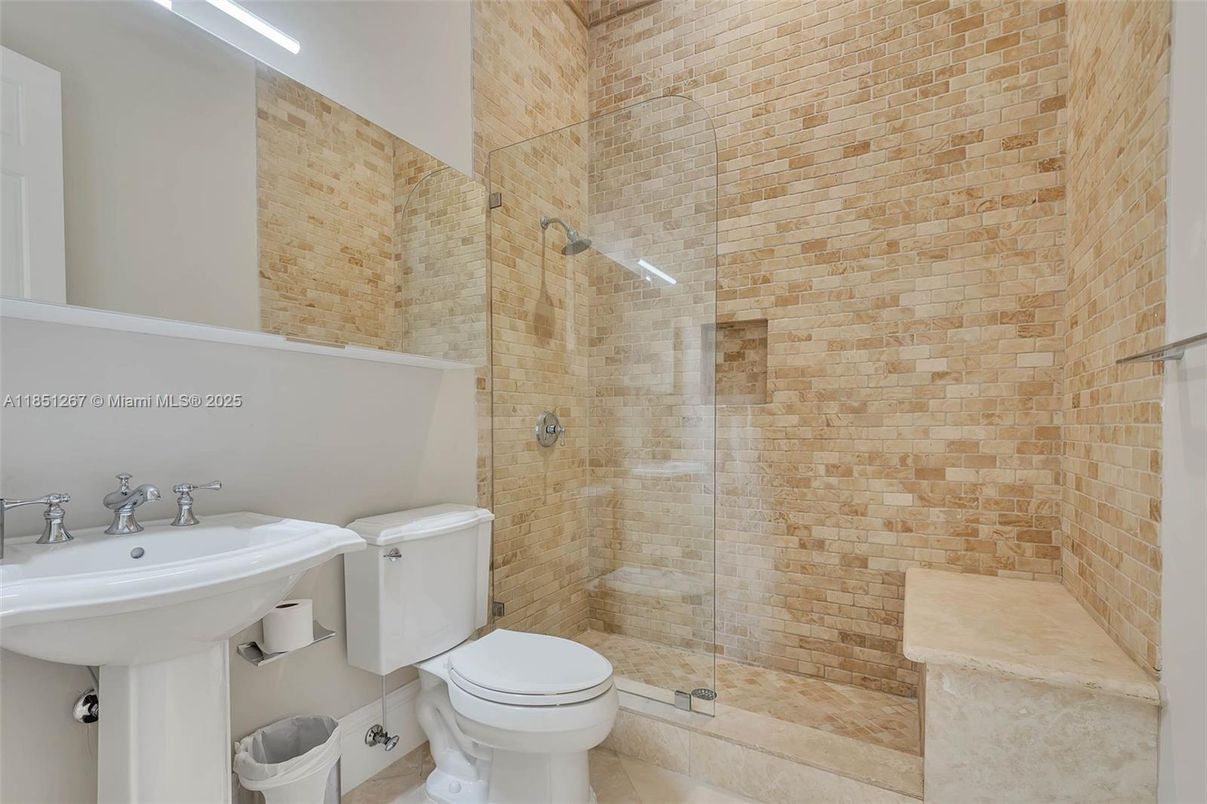 Bathroom, Glass Shower, Interior, Stone Walls