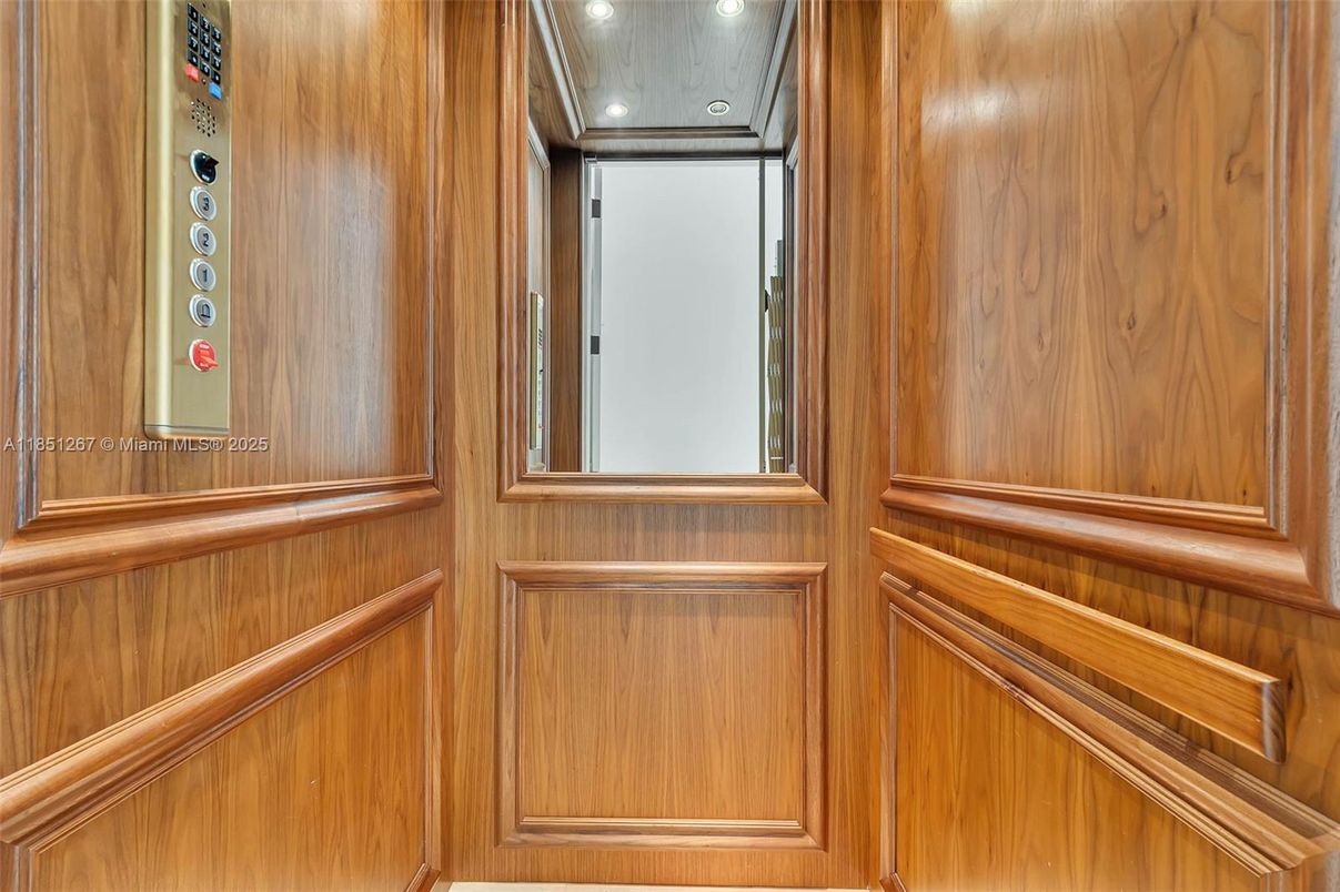 Elevator, Interior, Wooden Walls