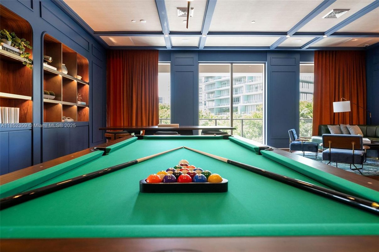 Billiard Table, Game Room, Interior, Recessed Lighting