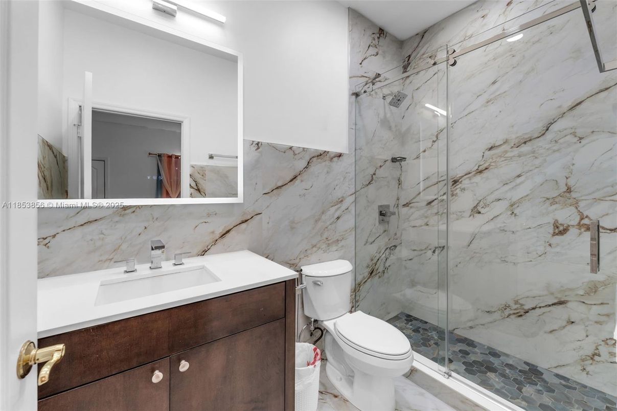 Bathroom, Glass Shower, Interior, Marble Walls