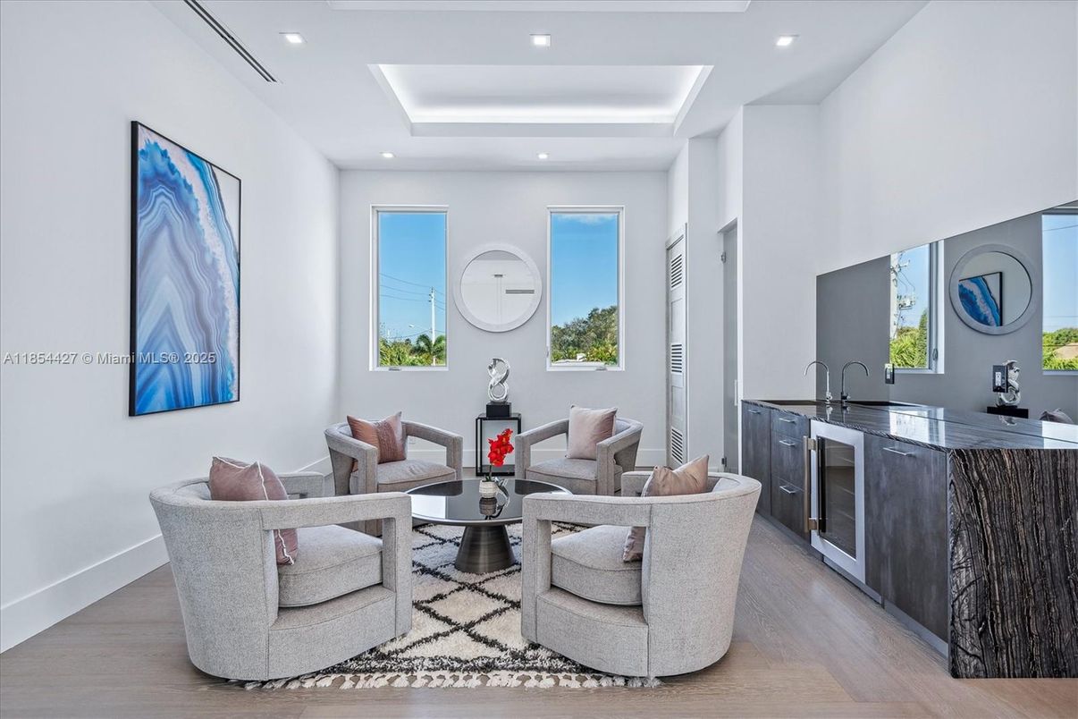 Interior, Living room, Recessed Lighting, Wood Texture Flooring