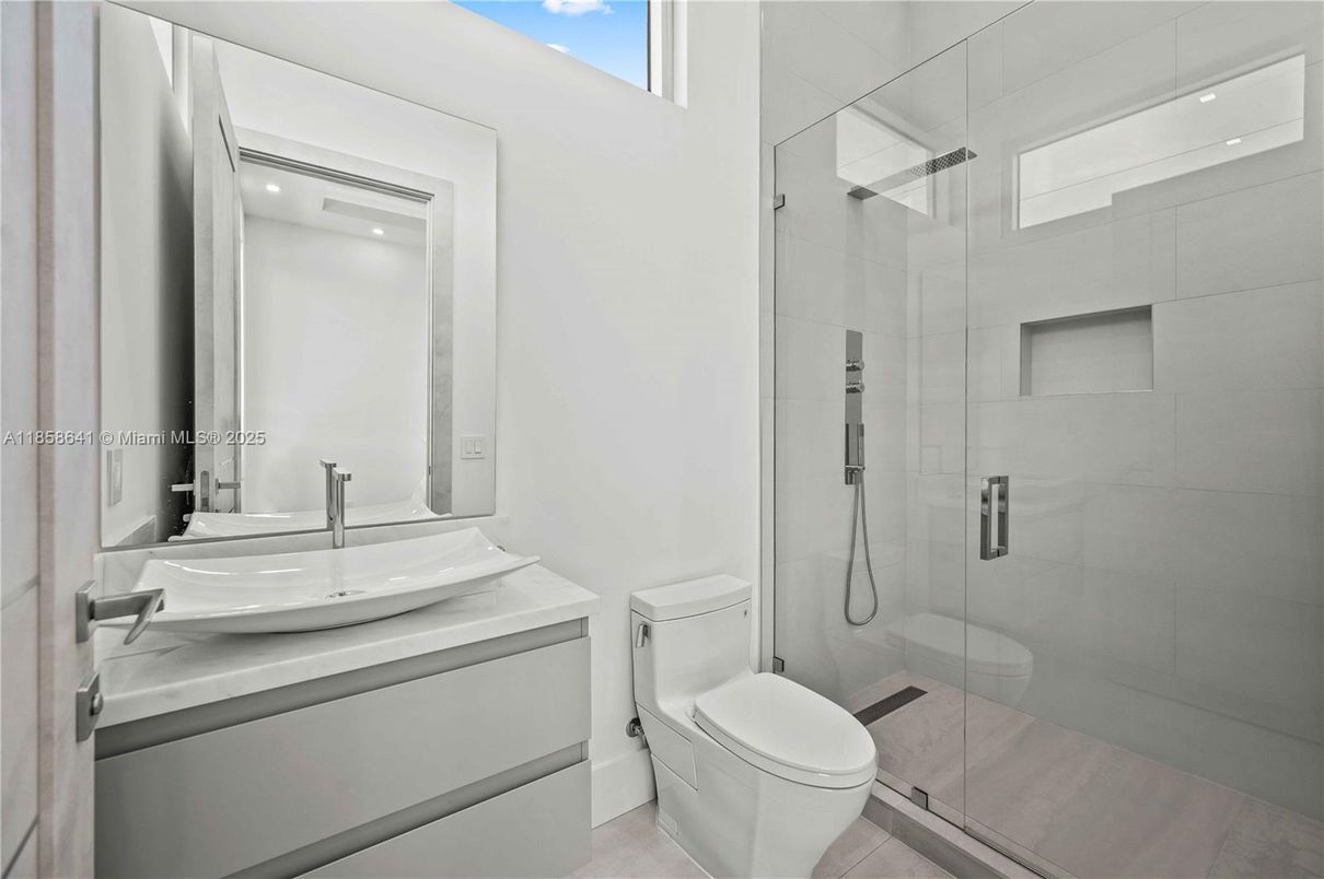 Bathroom, Glass Shower, Interior, Recessed Lighting