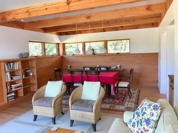 Dining room, Interior, Pendant Lights, Wooden Beams, Wooden Ceilings, Wood Texture Flooring