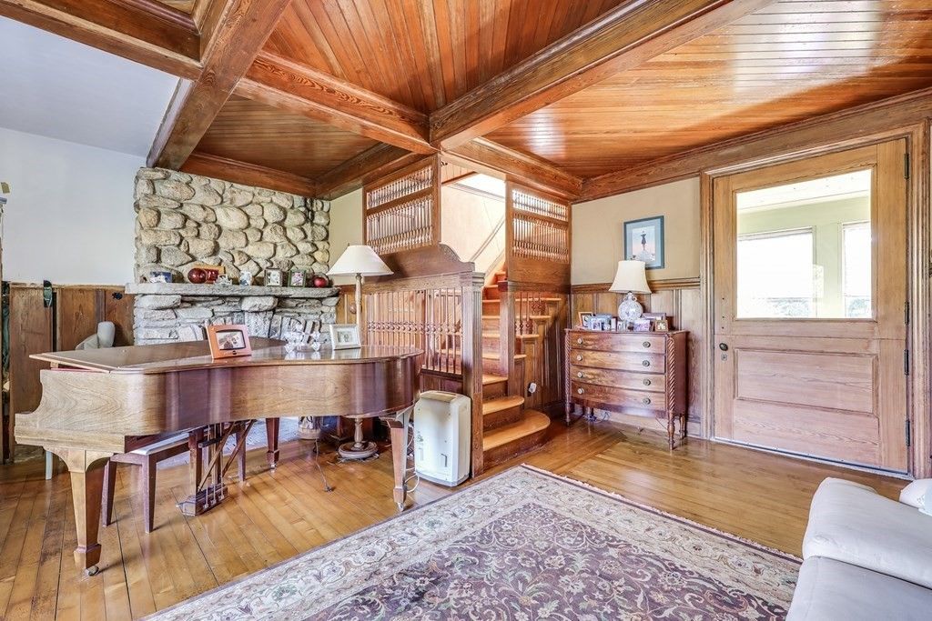 Home Office, Interior, Piano, Stone Walls, Wooden Beams, Wooden Ceilings, Wood Texture Flooring, Wooden Walls