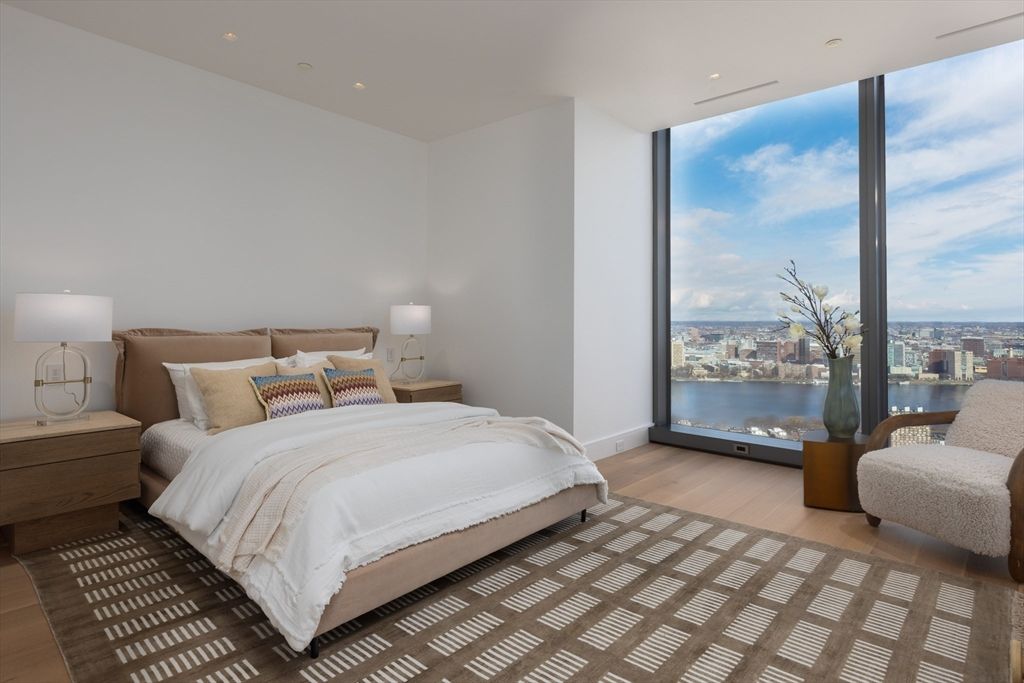Bedroom, Interior, Recessed Lighting, Water, Wood Texture Flooring