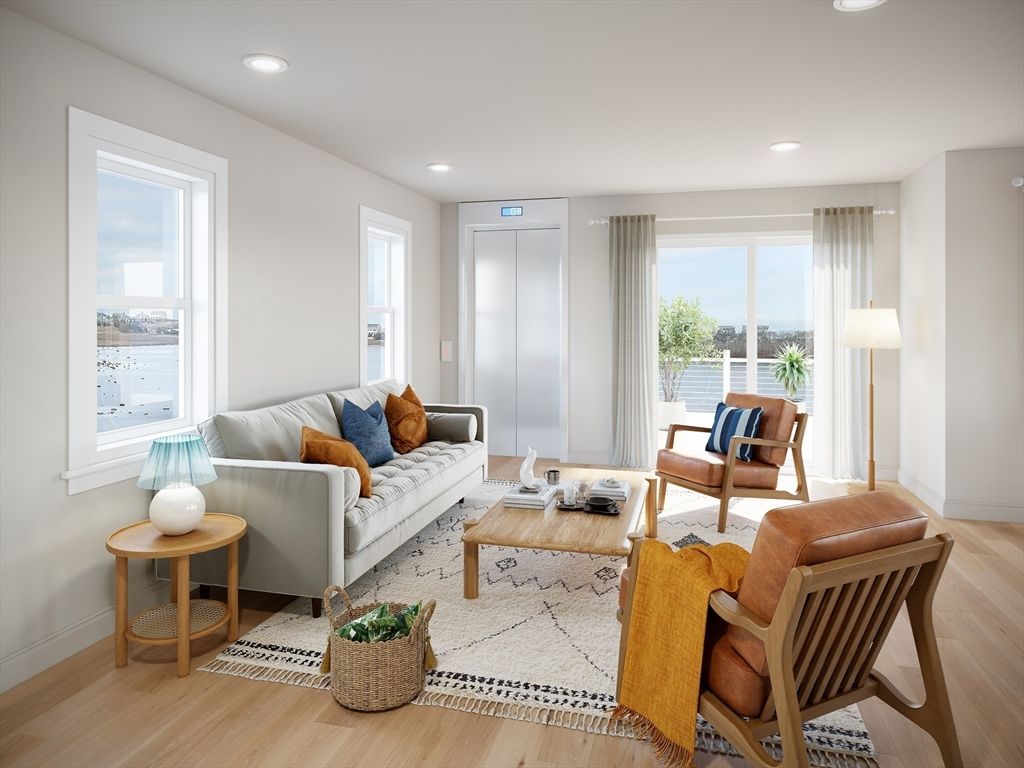 Interior, Living room, Recessed Lighting, Wood Texture Flooring
