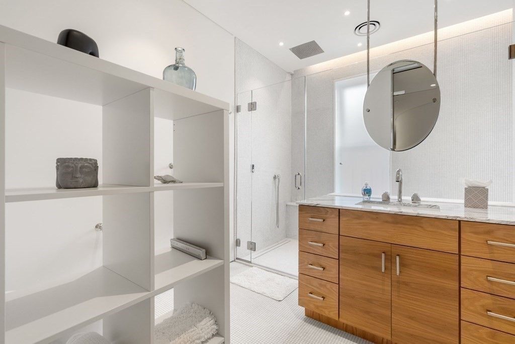 Bathroom, Dual Sink Vanities, Glass Shower, Interior, Recessed Lighting