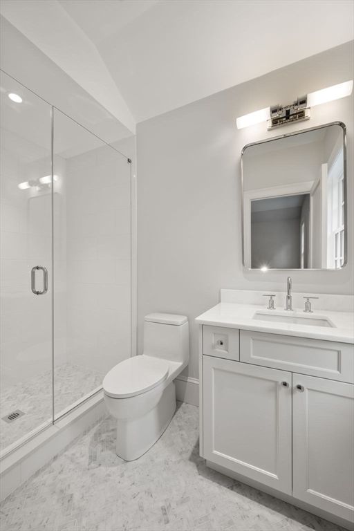 Bathroom, Glass Shower, Interior, Marble, Recessed Lighting