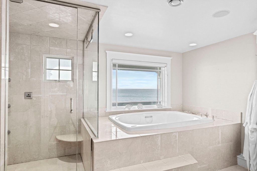 Bathroom, Glass Shower, Interior, Recessed Lighting, Water