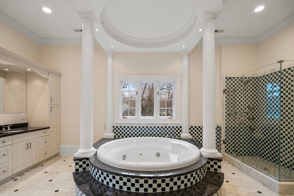Bathroom, Glass Shower, Interior, Recessed Lighting