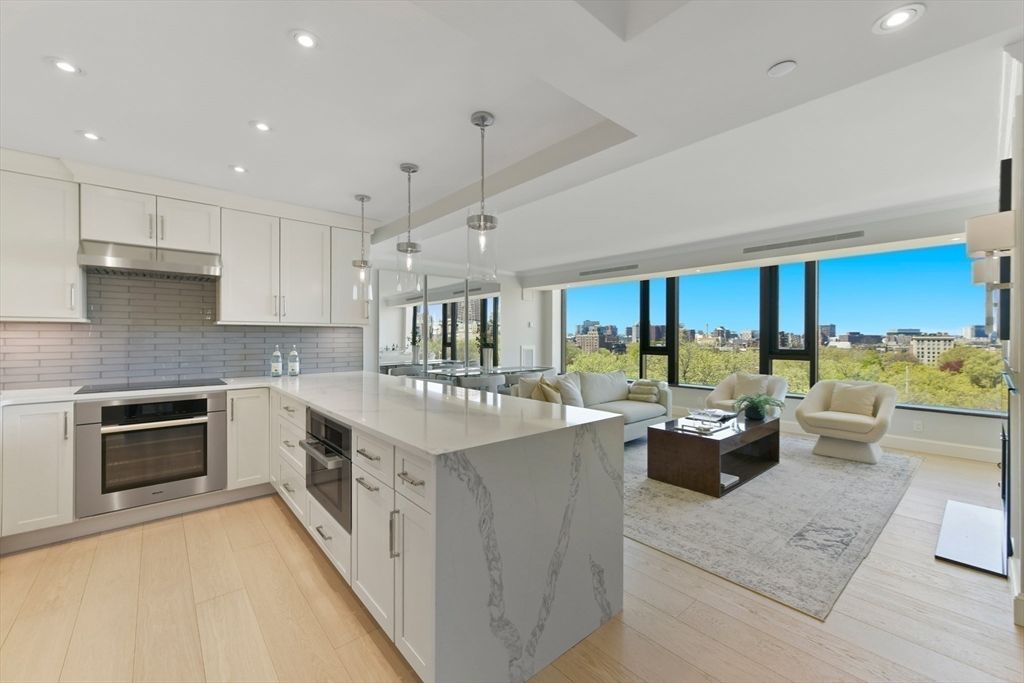 Interior, Kitchen, Living room, Pendant Lights, Recessed Lighting, Stainless Steel Appliances, Wood Texture Flooring