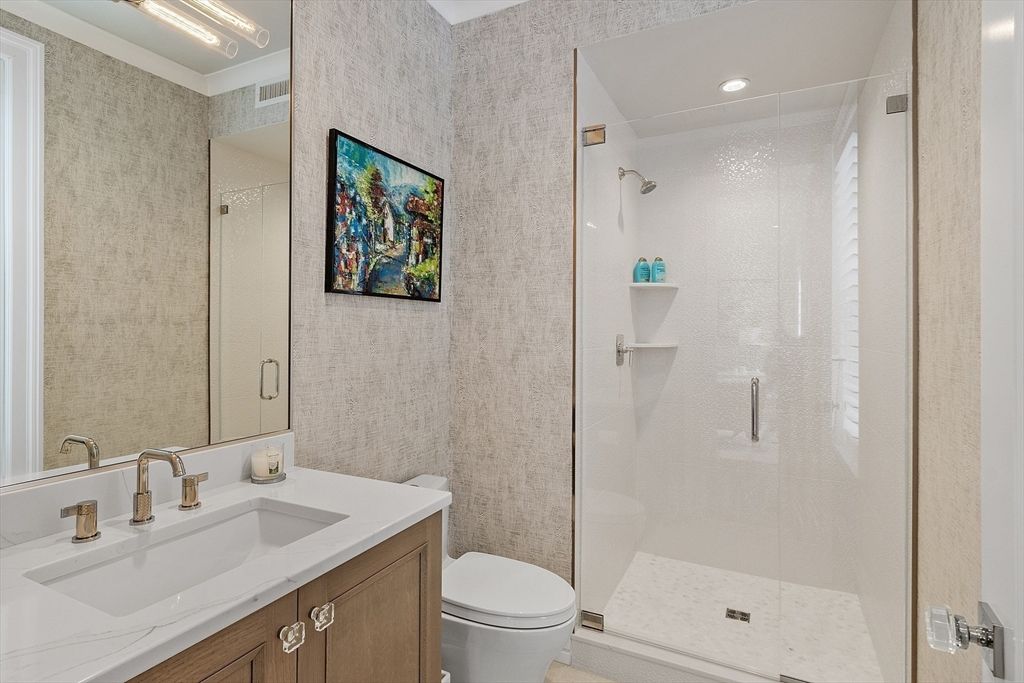 Bathroom, Glass Shower, Interior, Recessed Lighting