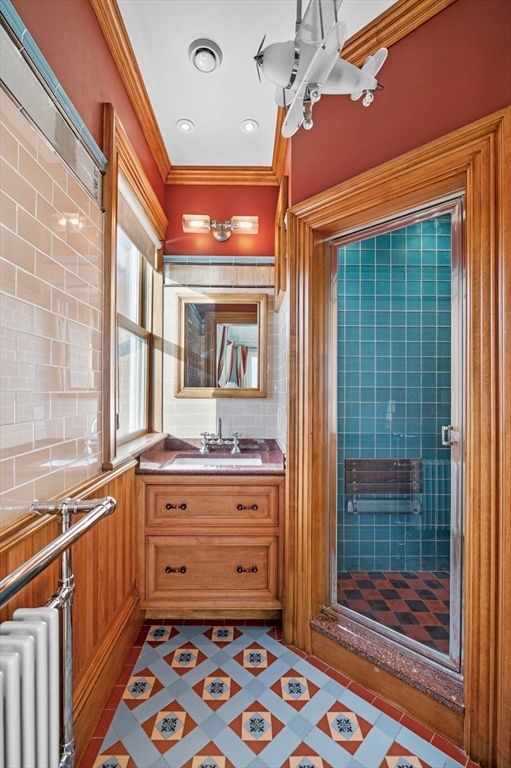 Bathroom, Glass Shower, Interior, Recessed Lighting