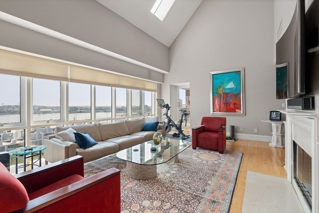 Fireplace, Fitness Equipment, Interior, Living room, Water, Wood Texture Flooring
