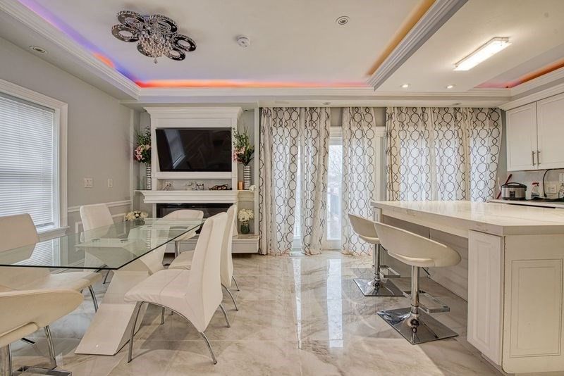 Dining room, Interior, Marble, Recessed Lighting