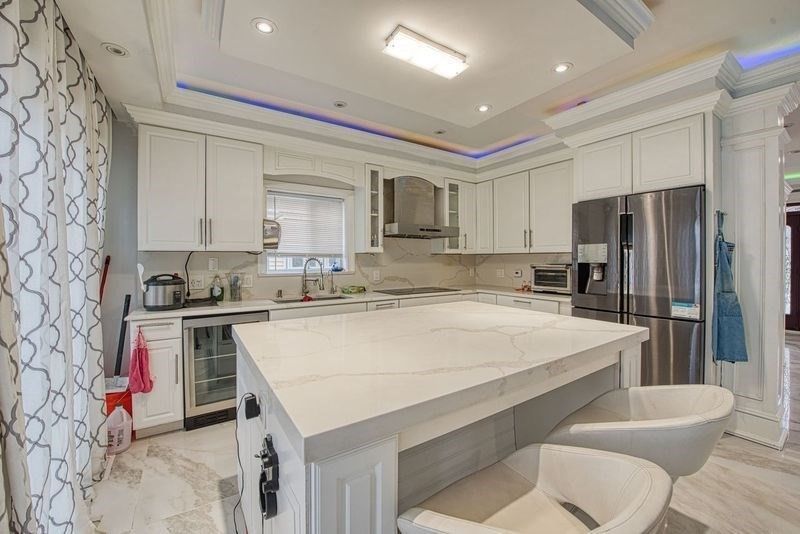 Interior, Kitchen, Marble, Recessed Lighting, Stainless Steel Appliances