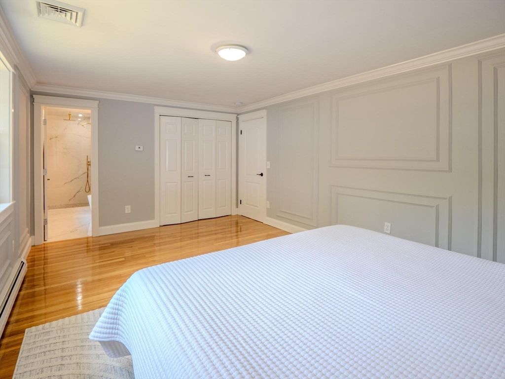 Bedroom, Interior, Marble Walls, Wood Texture Flooring