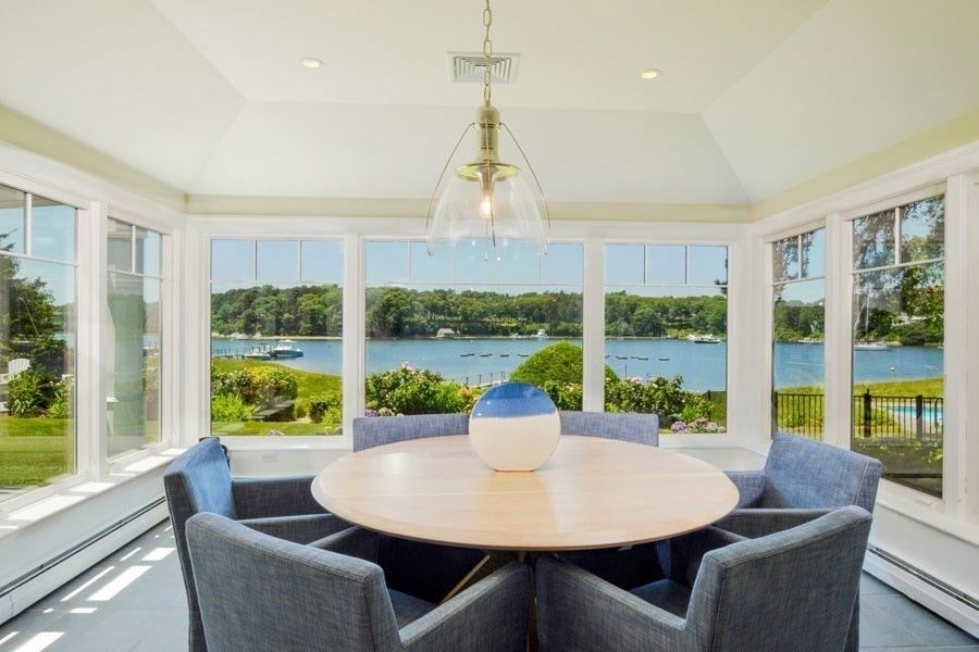 Dining room, Interior, Pendant Lights, Recessed Lighting, Sun Room, Water
