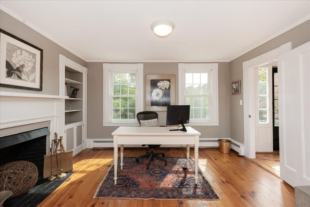 Fireplace, Home Office, Interior, Wood Texture Flooring