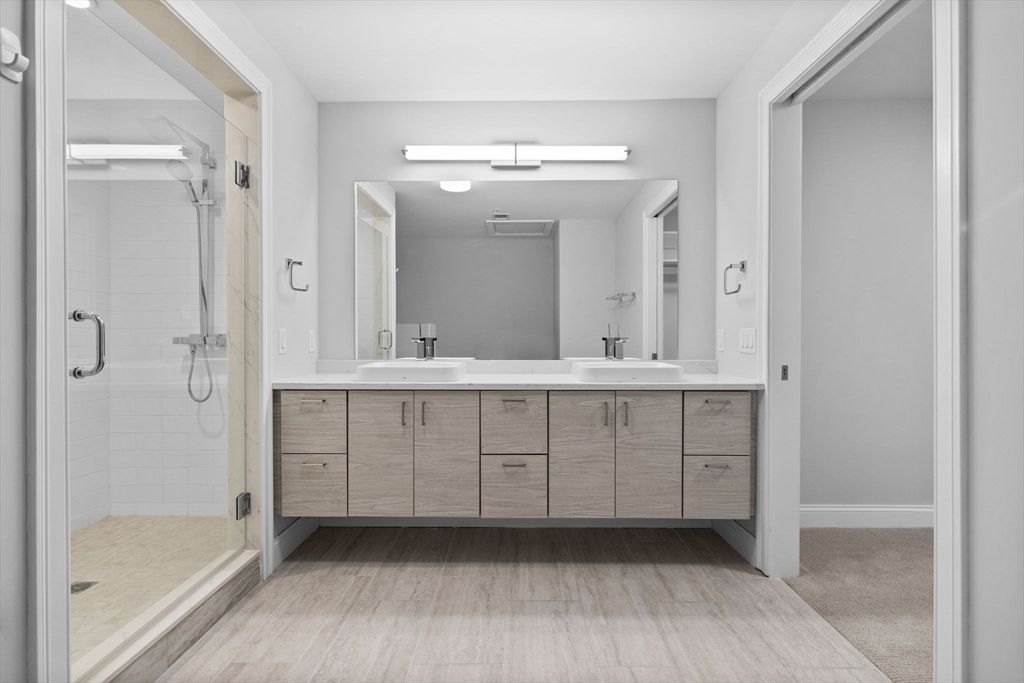 Bathroom, Dual Sink Vanities, Glass Shower, Interior