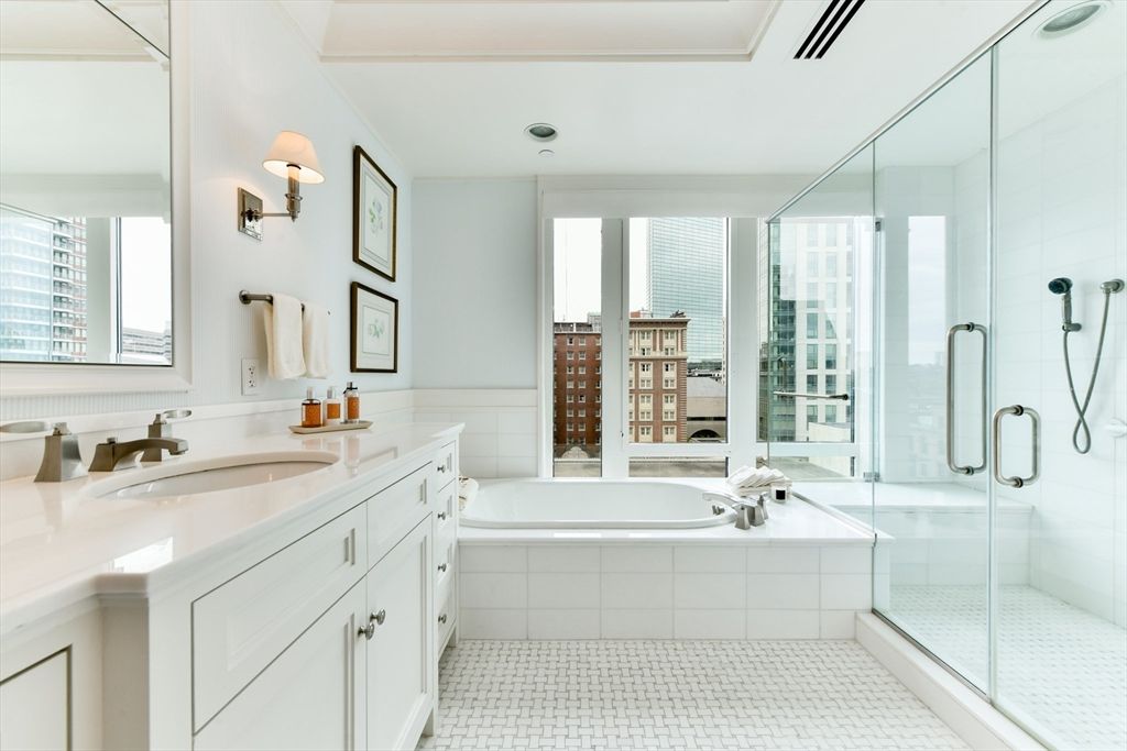 Bathroom, Dual Sink Vanities, Glass Shower, Interior, Recessed Lighting