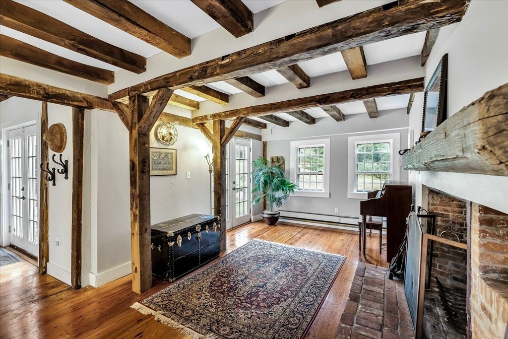Fireplace, Interior, Wooden Beams, Wood Texture Flooring