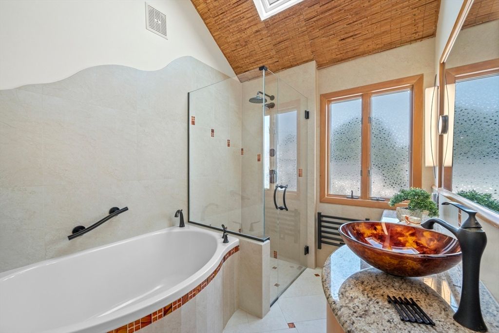Bathroom, Glass Shower, Interior, Wooden Ceilings