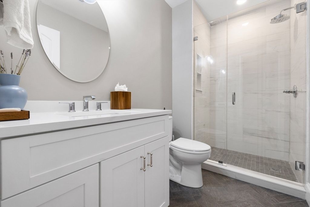 Bathroom, Dual Sink Vanities, Glass Shower, Interior, Recessed Lighting