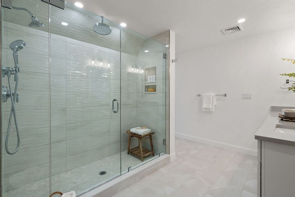 Bathroom, Glass Shower, Interior, Recessed Lighting