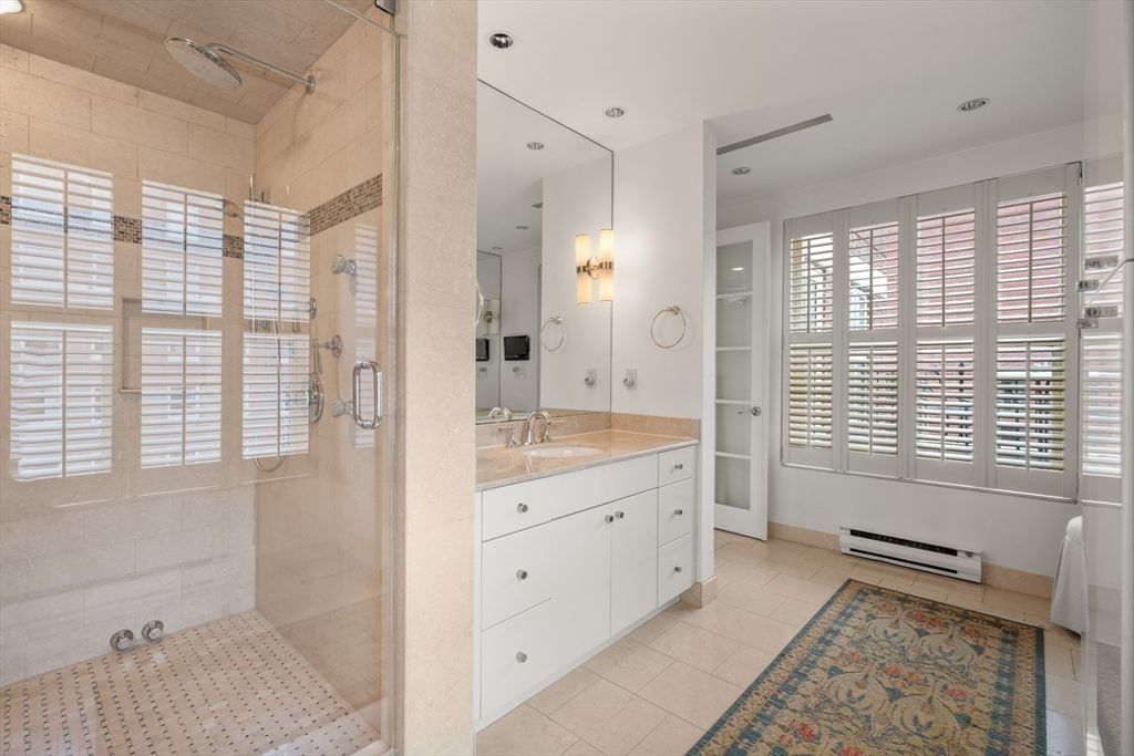Bathroom, Glass Shower, Interior, Recessed Lighting