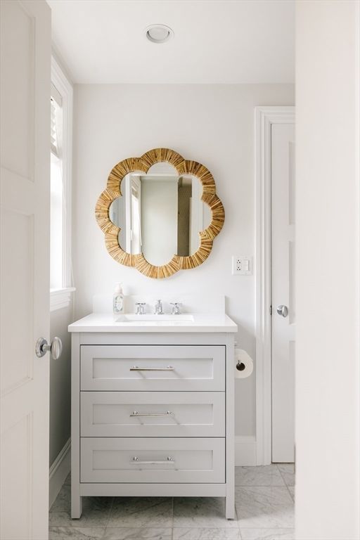 Bathroom, Interior, Marble, Recessed Lighting