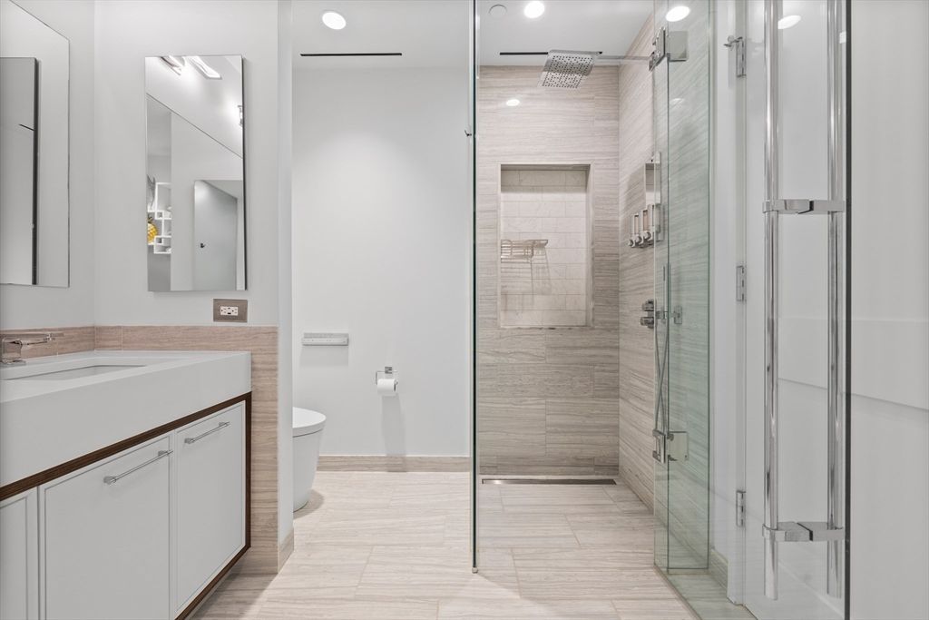 Bathroom, Dual Sink Vanities, Glass Shower, Interior, Recessed Lighting
