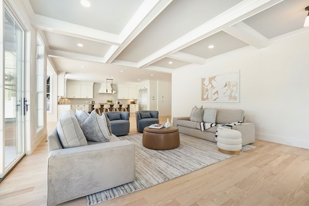Interior, Kitchen, Living room, Recessed Lighting, Stainless Steel Appliances, Wood Texture Flooring
