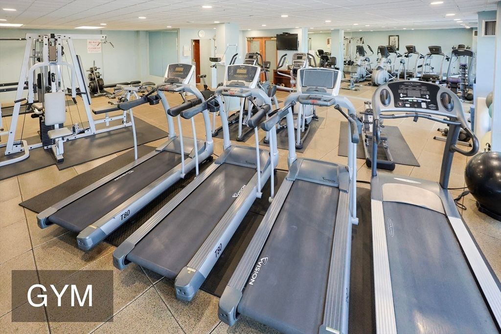 Fitness Equipment, Gym, Interior, Recessed Lighting