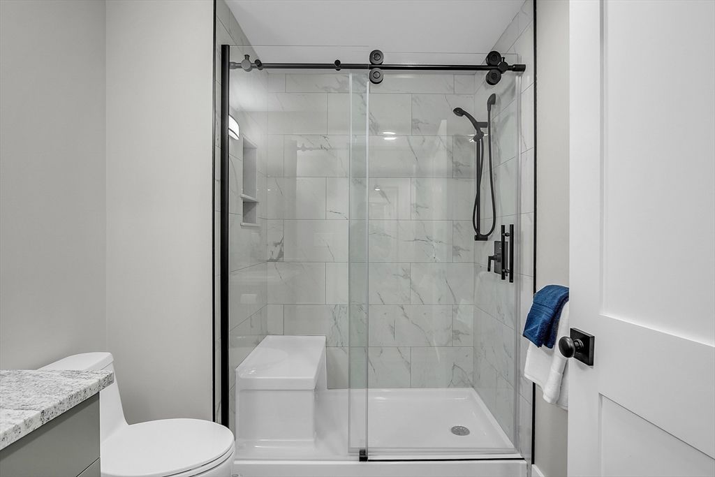 Bathroom, Glass Shower, Interior, Marble Walls
