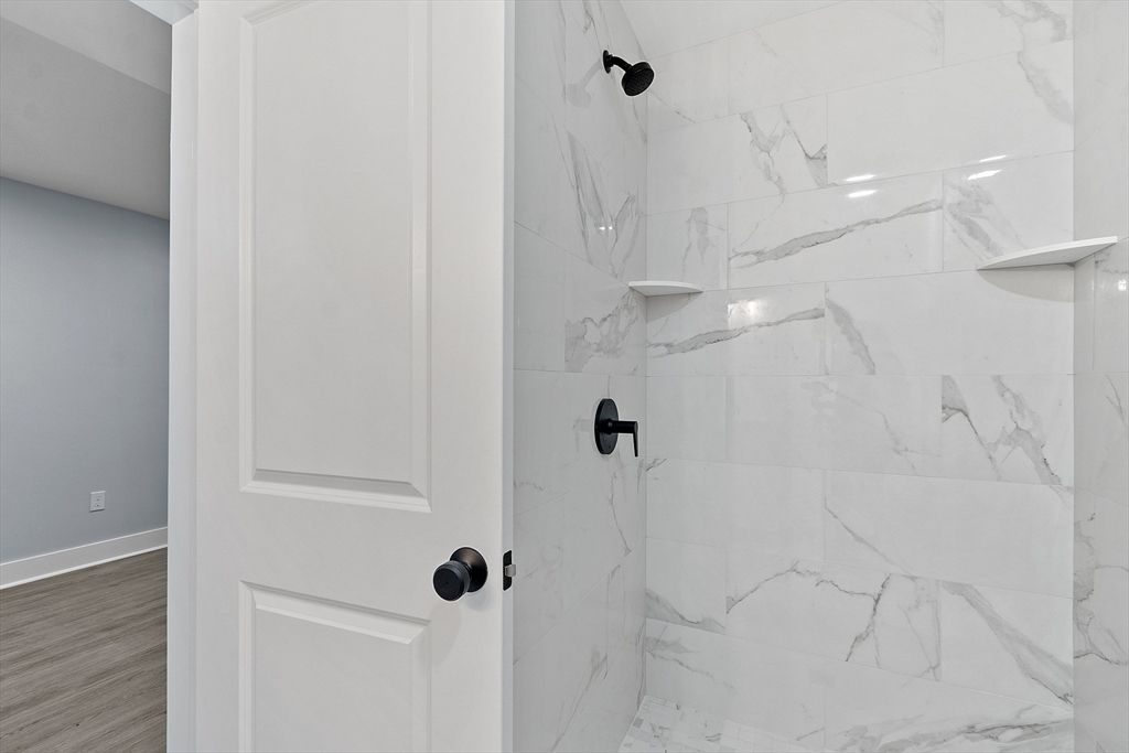 Bathroom, Interior, Marble Walls, Wood Texture Flooring