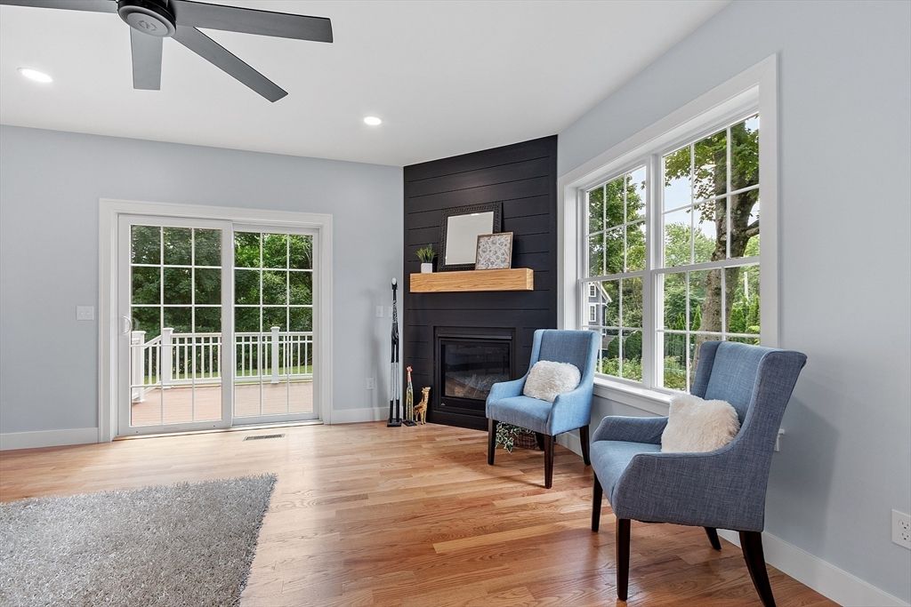 Fireplace, Interior, Recessed Lighting, Wood Texture Flooring