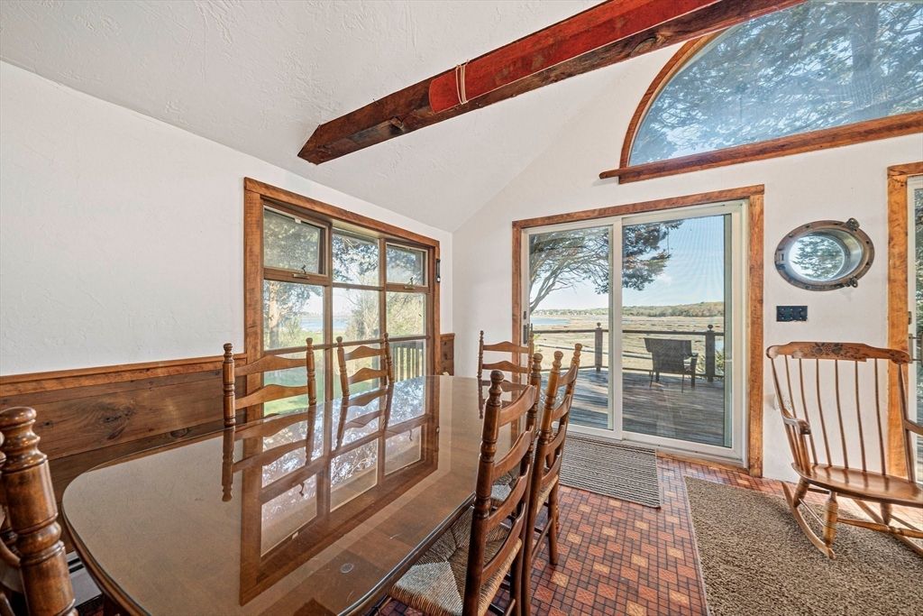 Dining room, Interior, Water, Wooden Beams