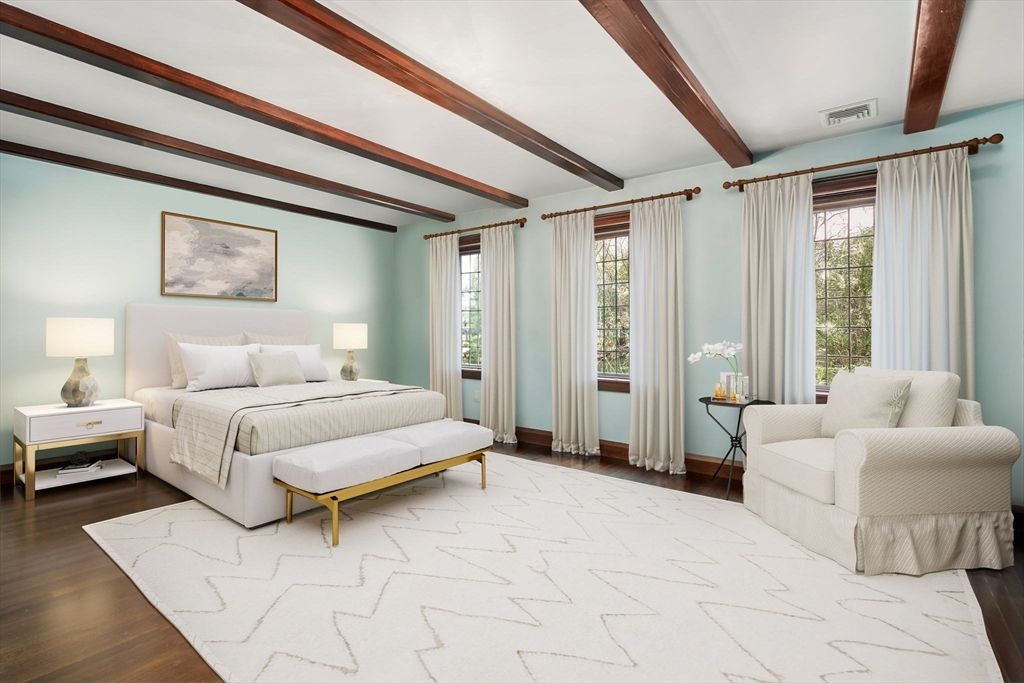 Bedroom, Interior, Wooden Beams, Wood Texture Flooring