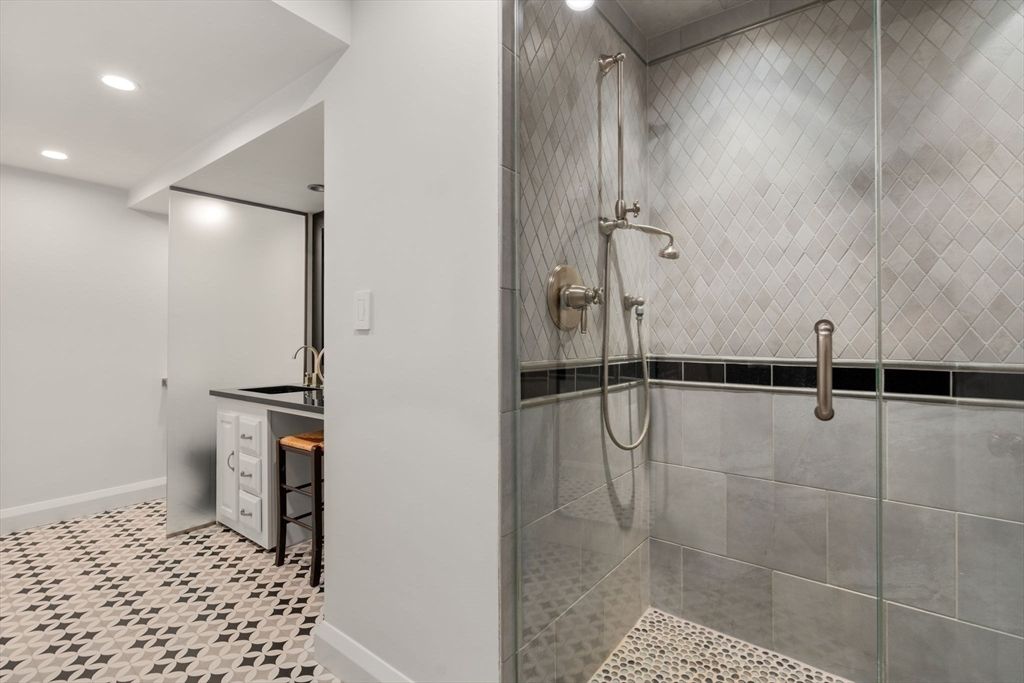 Bathroom, Glass Shower, Interior, Recessed Lighting