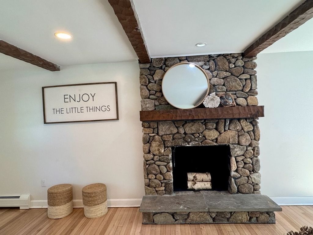 Fireplace, Interior, Recessed Lighting, Wood Texture Flooring