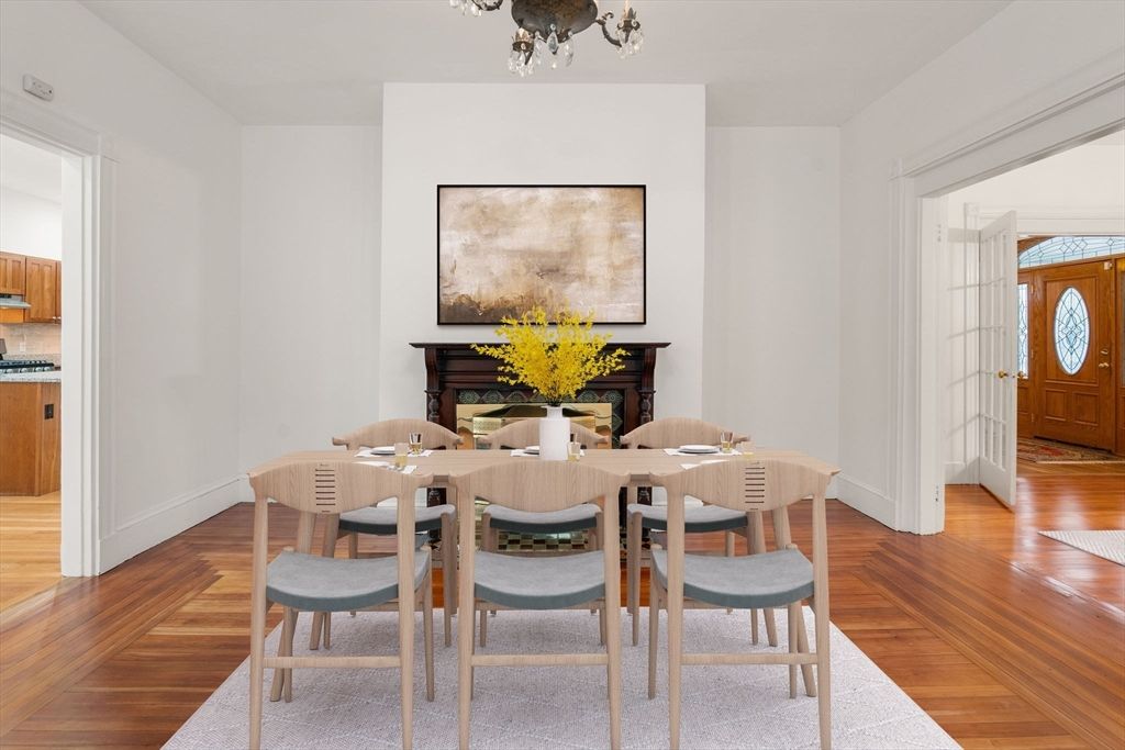 Dining room, Interior, Wood Texture Flooring