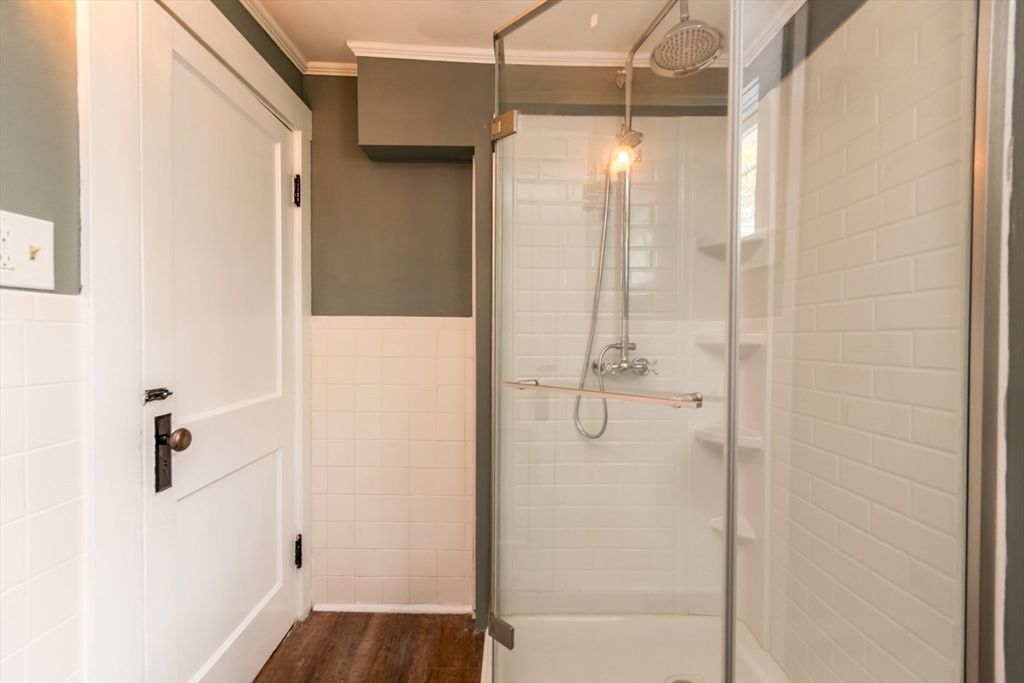 Bathroom, Glass Shower, Interior, Wood Texture Flooring