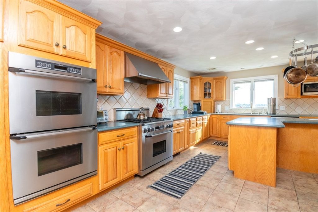 Interior, Kitchen, Recessed Lighting, Stainless Steel Appliances, Tile Countertops