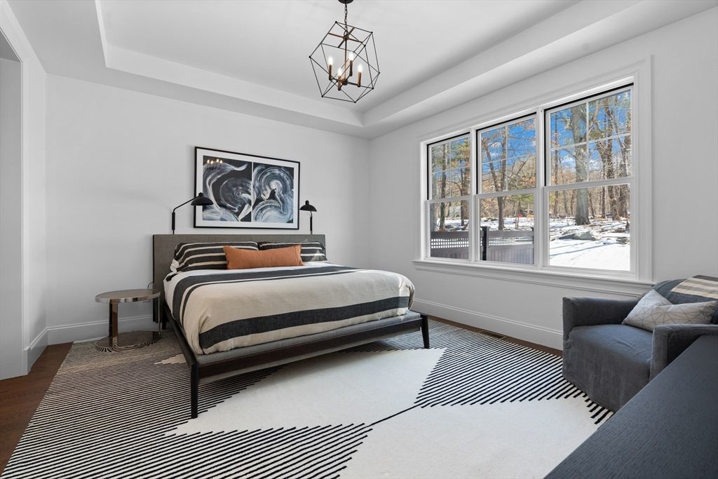 Bedroom, Interior, Pendant Lights, Wood Texture Flooring
