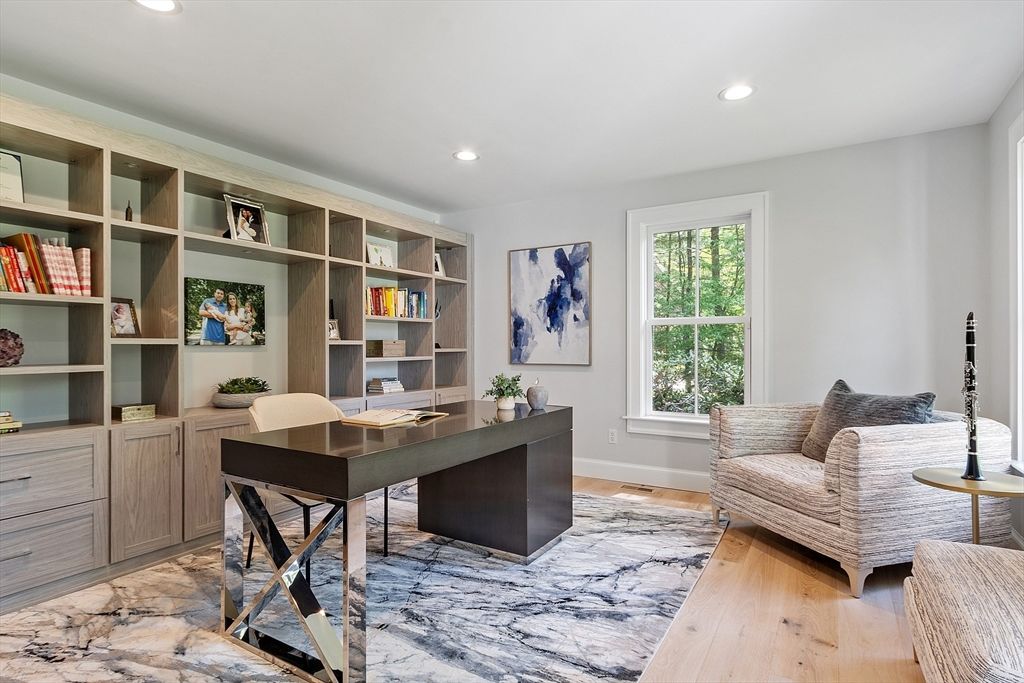 Home Office, Interior, Recessed Lighting, Wood Texture Flooring